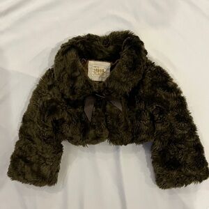 The Children’s Place faux fur crop jacket size 3